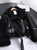 Veste en cuir et laine d'agneau pour femme - Hermes Giordi
