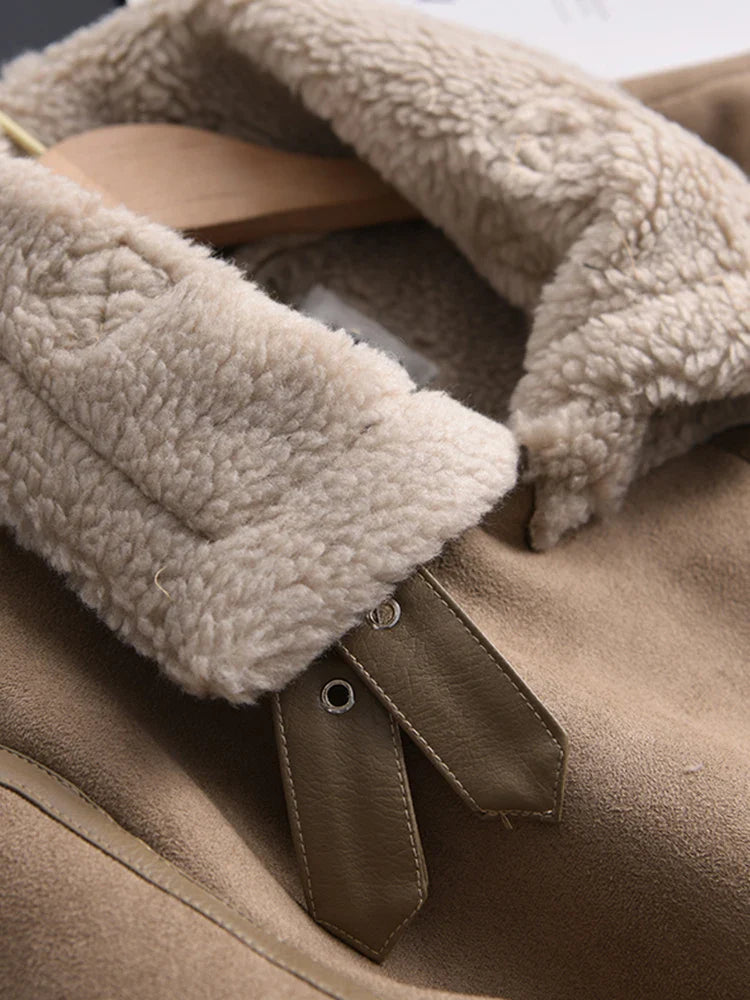 Veste en cuir et laine d'agneau pour femme - Hermes Giordi